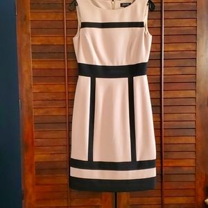 Tahari Beige and Black Sleeveless Dress Size 2